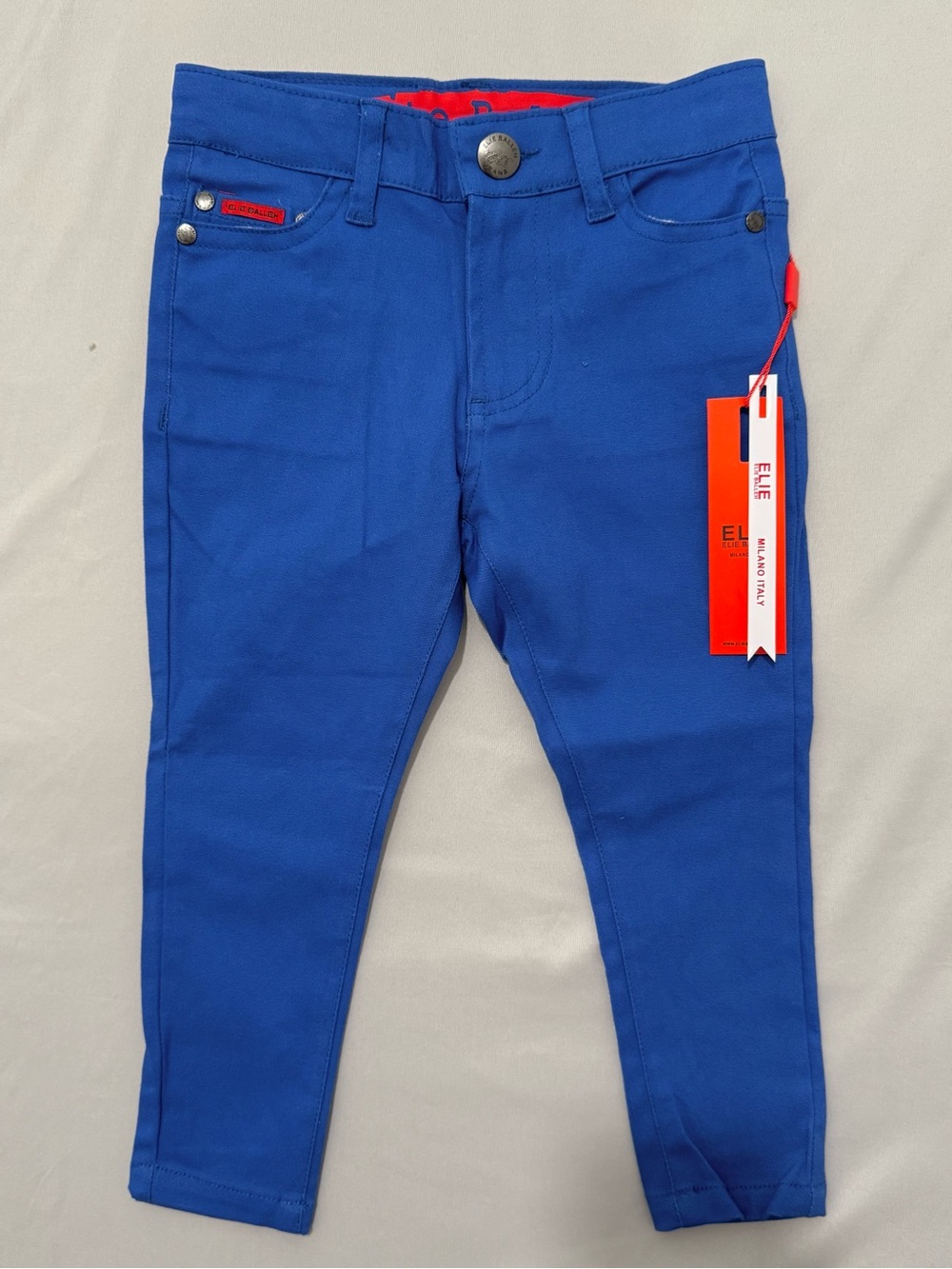 ELIE Balleh Milano Italy Boys Royal Blue Stretch Skinny Pants Size 4 NWT